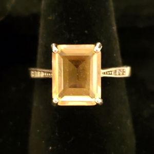 Morganite Silver Ring, Sz 7